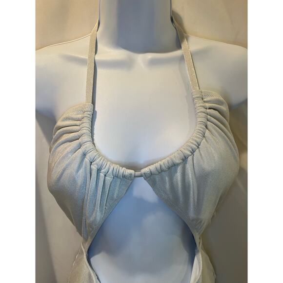 Shade & Shore Silver One Piece Cutout Swimsuit - NWOT - Size L - Picture 3 of 7